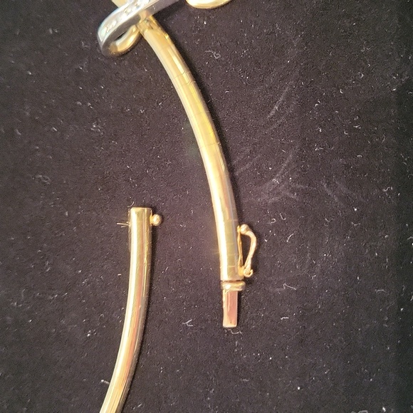 20inch 4mm 14ktyg Omega necklace with diamond slide - Picture 3 of 5